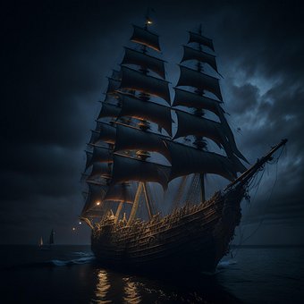 Ai Gegenereerd, Schip, Oceaan, Nacht