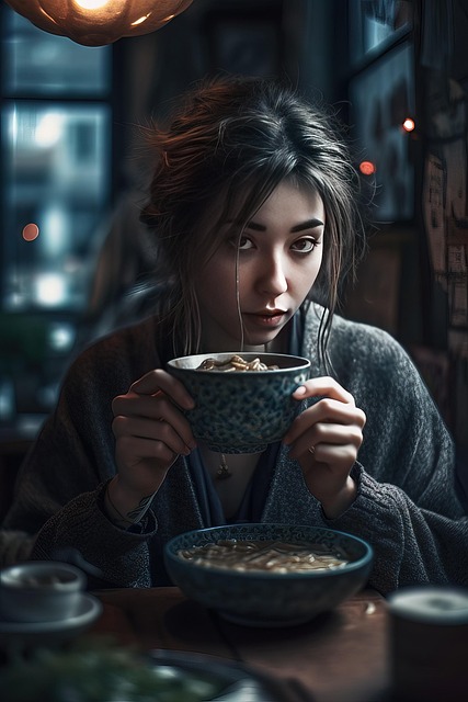 Free girl asian ramen illustration
