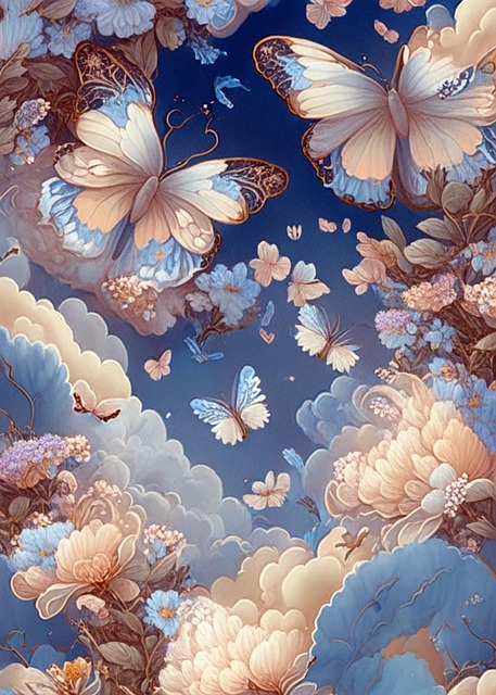 Fluture, Floare, Fundal, Cer, Albastru