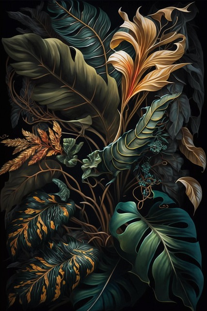 Free ai generated leaves green tropical illustration