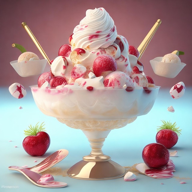 Free ai generated fruit cream ice cream illustration