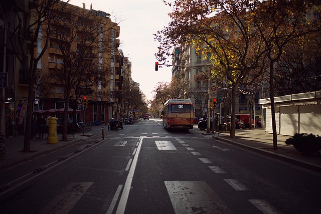 Barcelona, Straßen, Bus, Orange, Sonne
