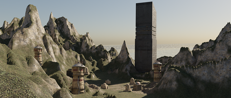 Fjell, Natur, Himmel, Bygninger, Sci-Fi