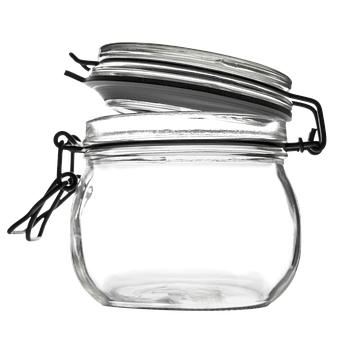 Glass, Syltetøyglass, Spenne, Gummi