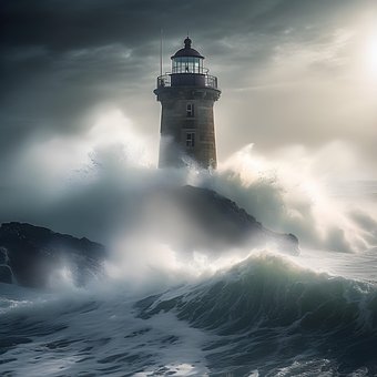 Ai Genereret, Fyrtårn, Storm, Ocean