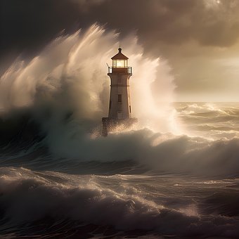 Ai Genereret, Storm, Fyrtårn, Ocean