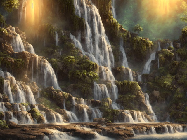 Download free HD stock image of Waterfall Cliff Free waterfall cliff mountain illustration