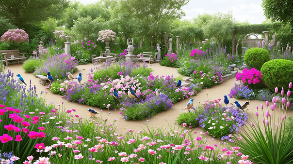 Ai Generiert, Garten, Blumen, Pflanzen