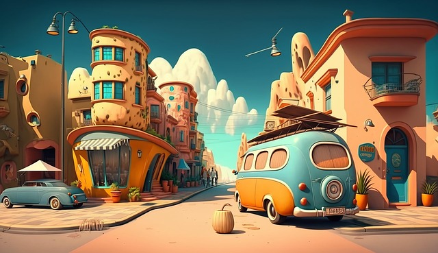 Free Car City ai generated image and illustration