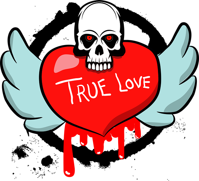 Free tattoo true love skull illustration
