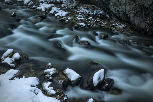 Rio, Pedras, Neve, Inverno, Agua
