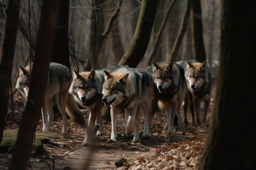 Ai Generado, Lobos, Paquete, Bosque