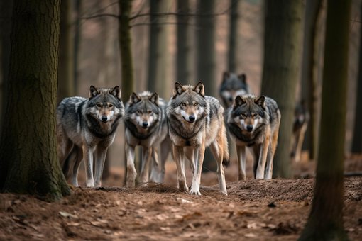 Ai Generado, Lobos, Paquete, Bosque