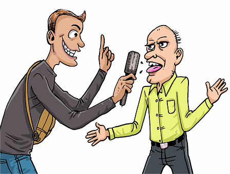 ชาย, ไมโครโฟน, นักข่าว, สัมภาษณ์