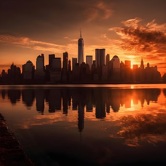 New York, Amerika, Nyc, Visning, Skyline