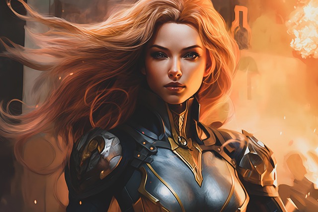 Free superhero heroine action illustration
