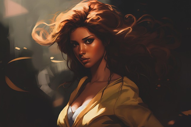 Free superhero heroine action illustration