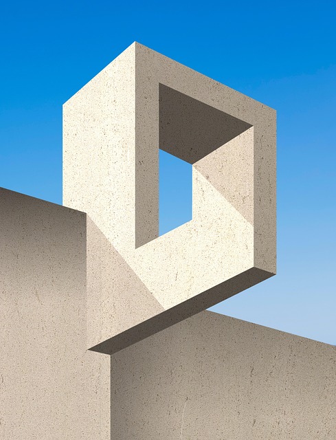 Free impossible shape wall blue sky illustration