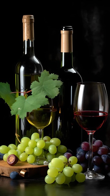 Free wine bottles grapes illustration