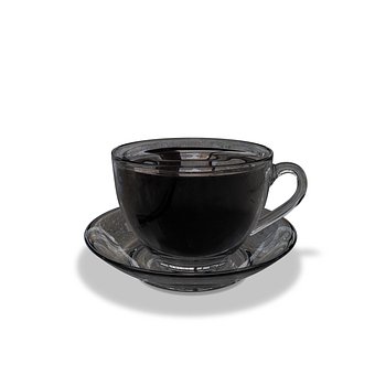 Glass, 3D, Coffee, Cup, Plate, Food
