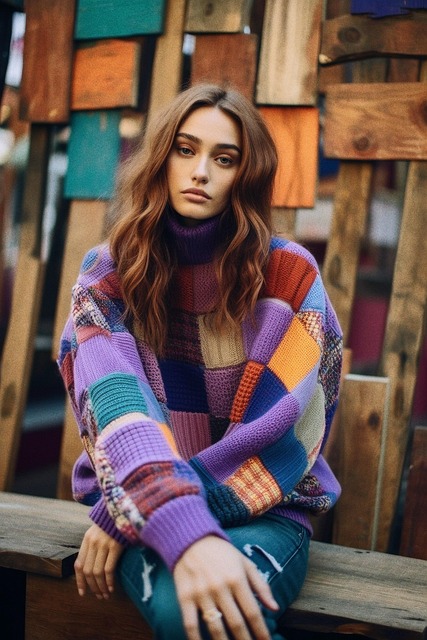 Free colorful sweater stylish woman woman illustration