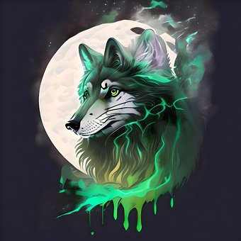 Ai Generiert, Wolf, Mond, Tier, Kunst