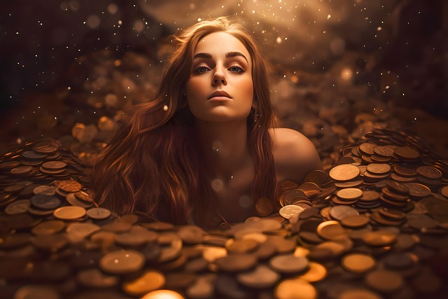 Free cinematic woman gold illustration