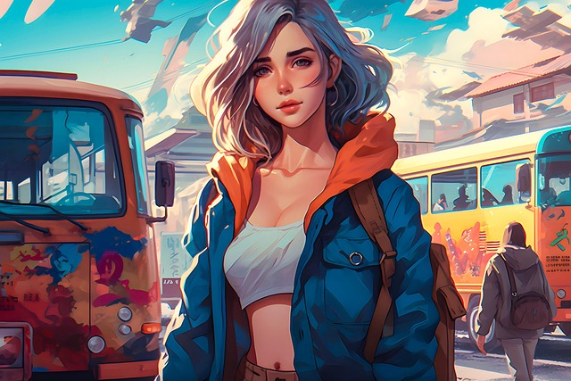 Free superhero heroine action illustration