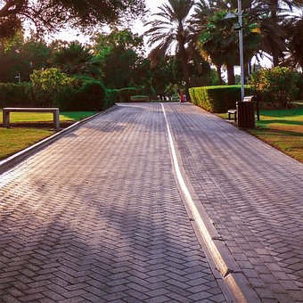 Pad, Stenen Pad, Park, Zonsondergang