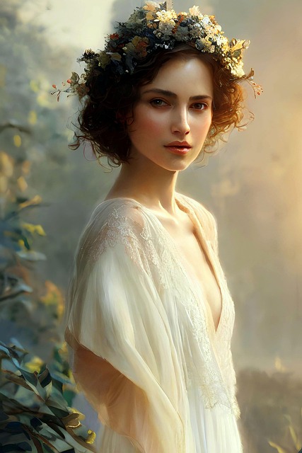 Free ai generated girl flower illustration