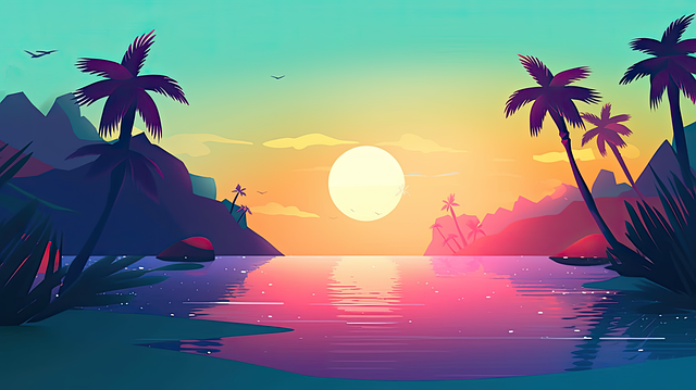 Free tropical ocean sea illustration