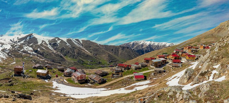 Berge, Schnee, Plateau, Ansicht, Trabzon