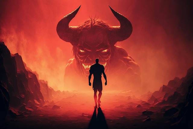 Free ai generated monster confrontation illustration