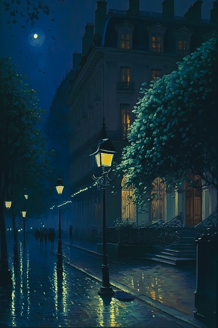 Free digital art street night illustration