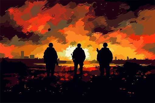 Soldaten, Oorlog, Leger, Silhouet