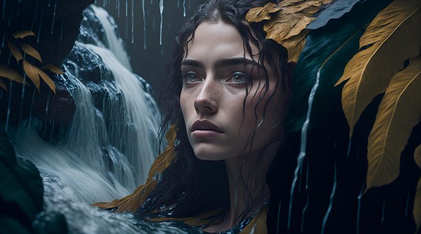 Free Ai Generated Waterfall illustration and picture