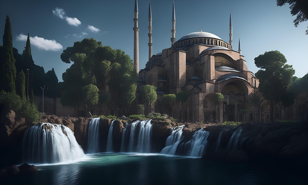 Free ai generated waterfall istanbul illustration