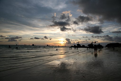 Filipinas, Boracay, Praia, Pôr Do Sol