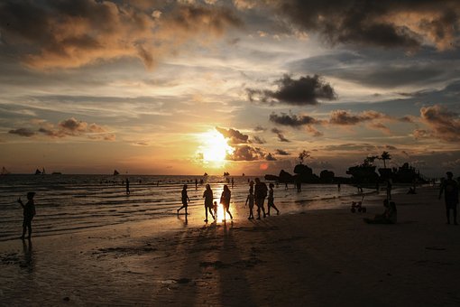 Pôr Do Sol, Céu, Praia, Filipinas