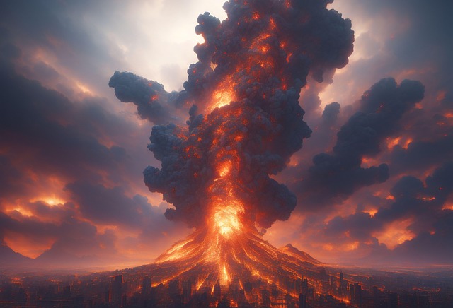 Vulkan, Hawaii, Lava, Wolke, Grau