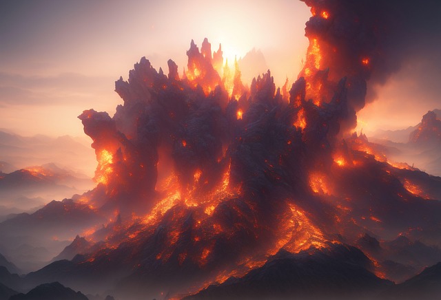 Vulkan, Hawaii, Lava, Wolke, Grau