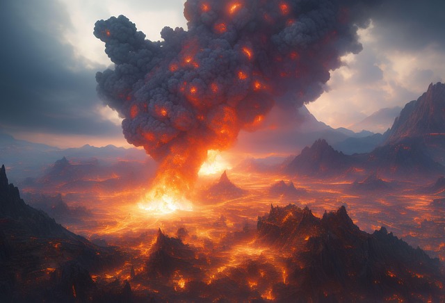 Vulkan, Hawaii, Lava, Wolke, Grau