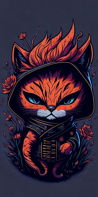 Ninja, Katze, Gesicht, Mutig, Farbe