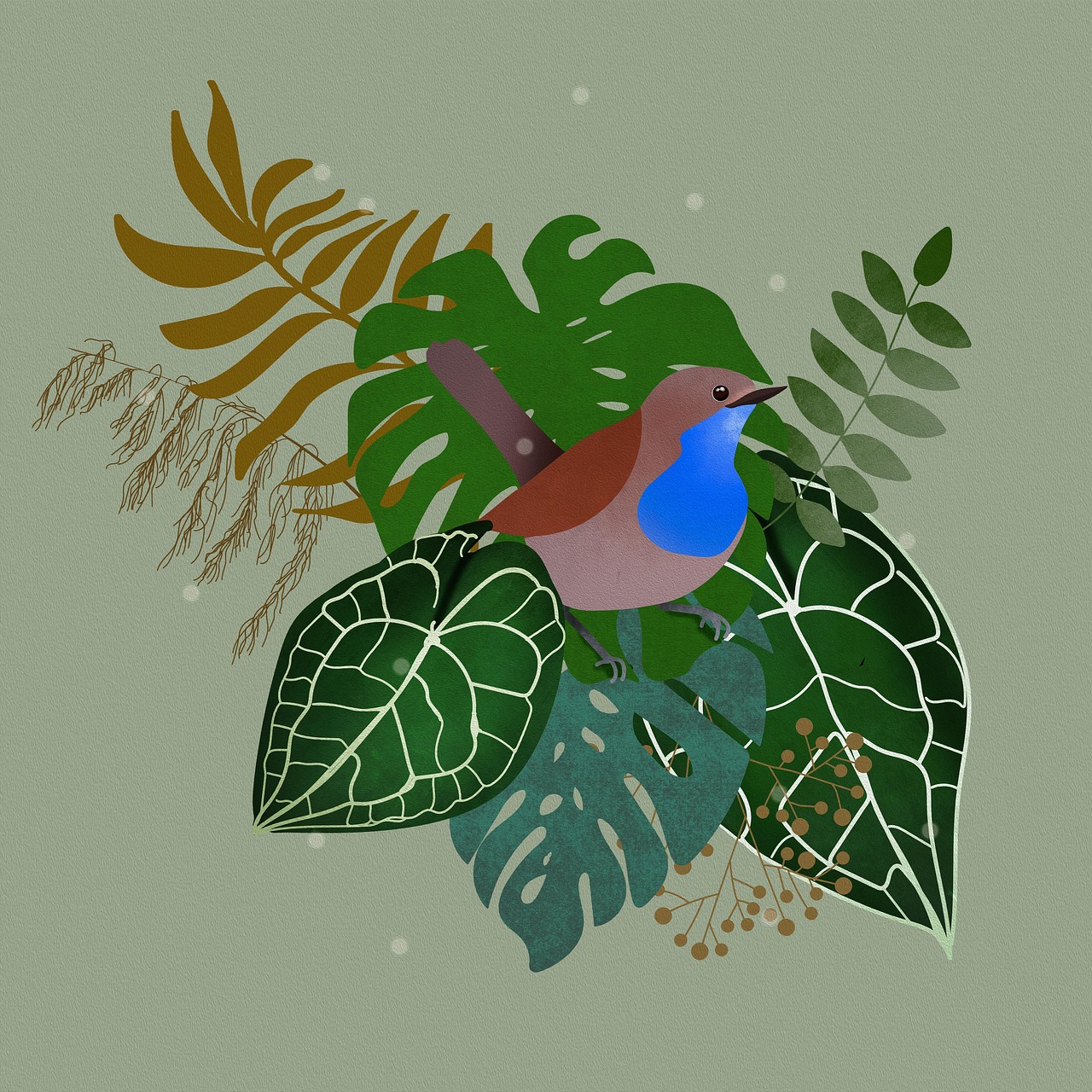 Oiseau, Monstère, Feuille, Les Plantes