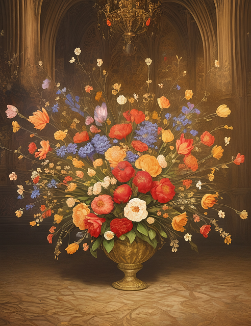 Free still life oil painting flowers illustration