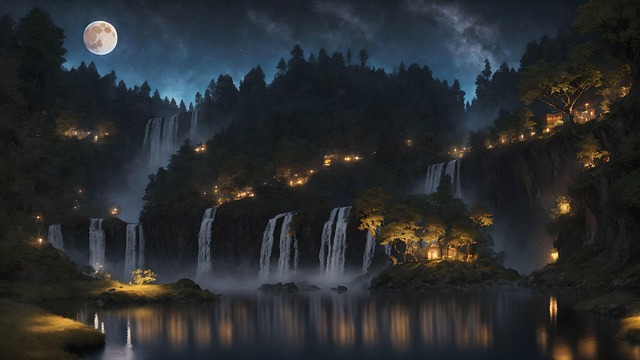 Free ai generated night valley illustration