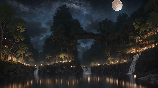 Free ai generated night valley illustration