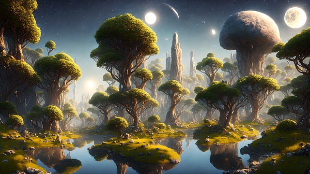 Ai Generiert, Bäume, Wald, Monde