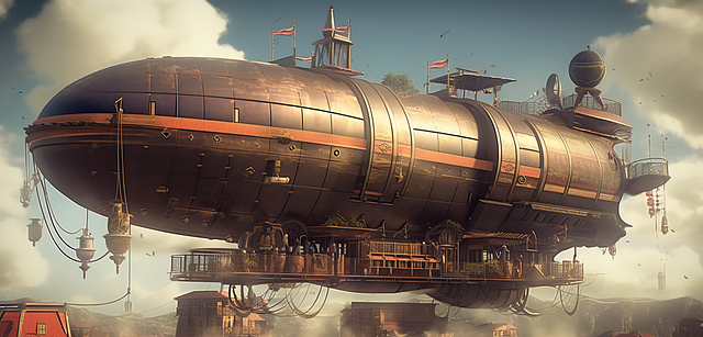 Free ai generated steampunk airship illustration