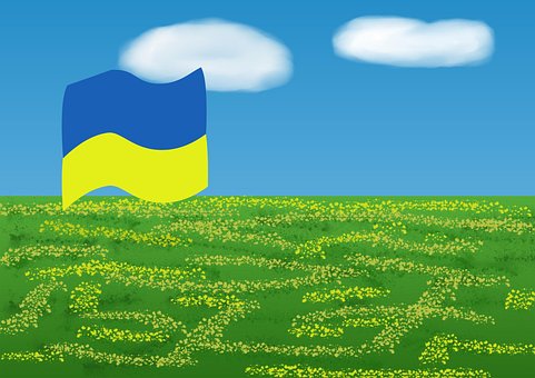 Ukrajina, Nebe, Pole, Symbol, Vlajka